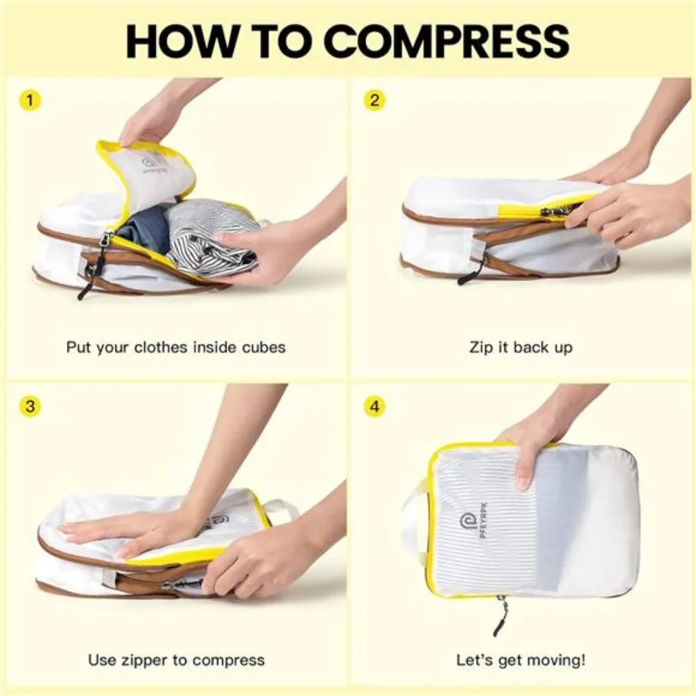 Lightweight Compression Packing Cubes for Suitcases, Compressible Expandable